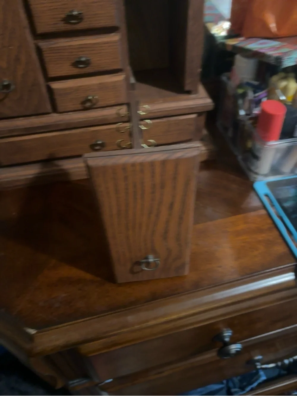 Wood Grain Jewelry Organizer Cabinet in Brown